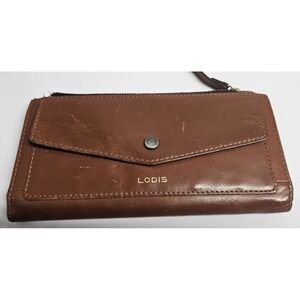 Vintage LODIS brown‎ slim wallet bifold long 7.5" x4"